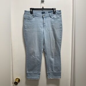 J Jill Cropped Jeans Sz 10P Authentic Fit Frayed Hem Light Wash Boho Coastal